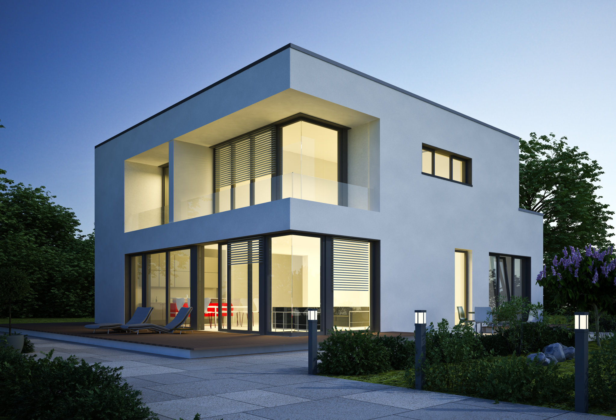 Modernes Haus mit Smart Home Steuerung